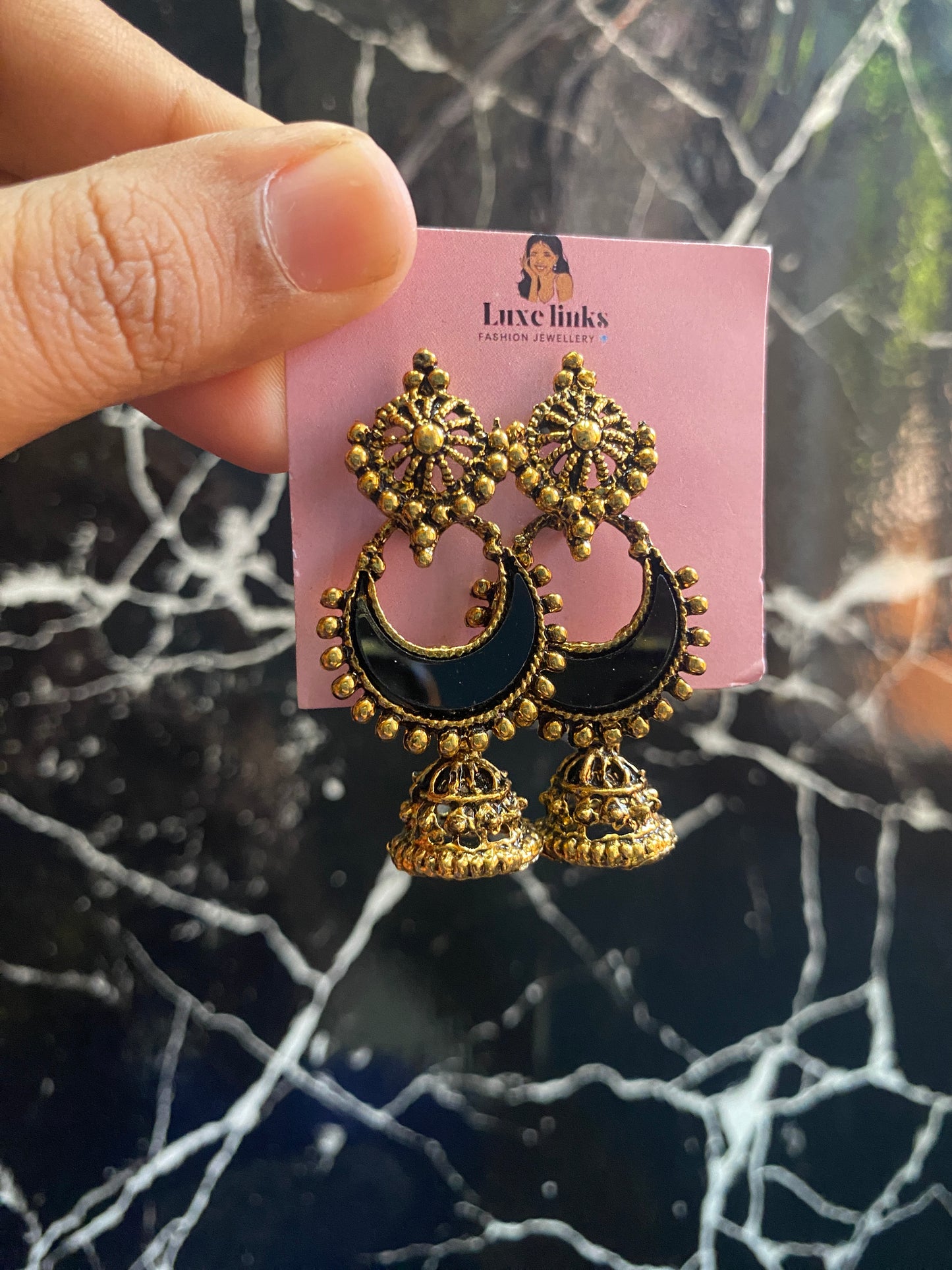 Black oxidised earring