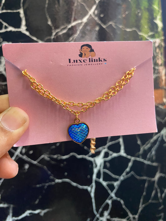 Double layer heart pendant bracelet
