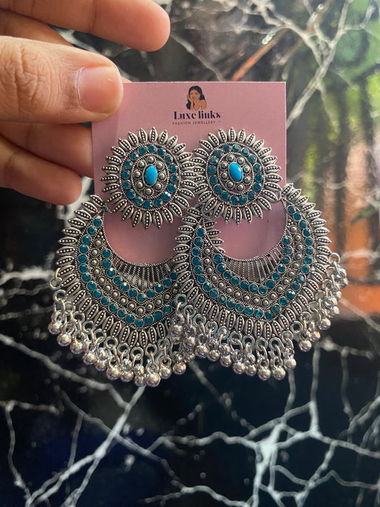 Blue oxidised earring